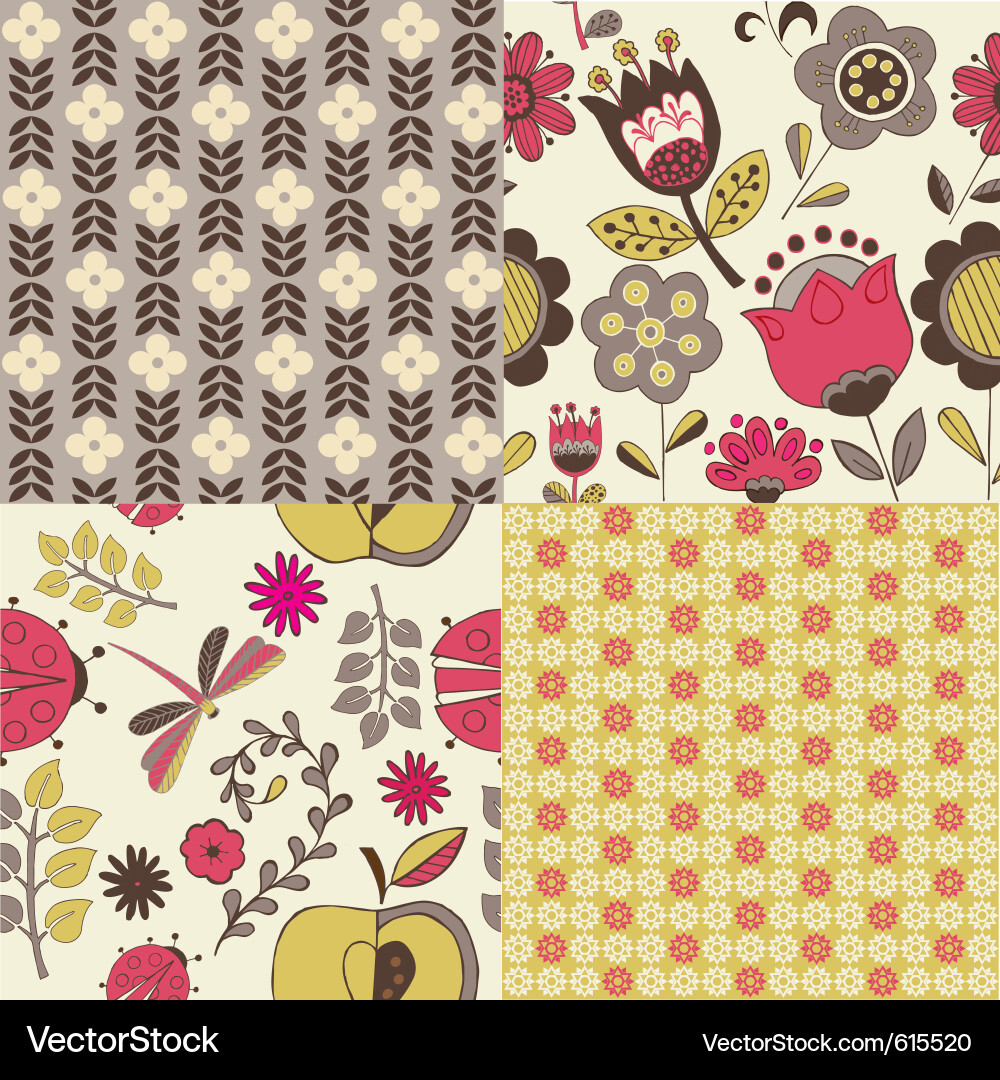 Floral Repeat Pattern - Delicate Lines Vektorbild