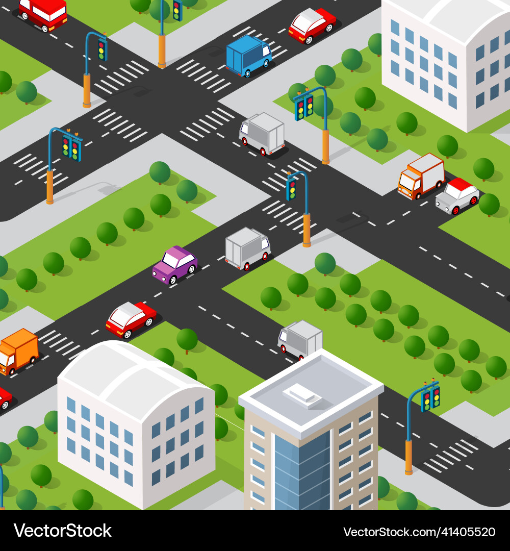 Isometric 3d block module of the district part Isometric 3d block module of the district part vector image