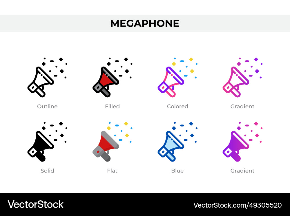Megaphone icons in different style Vector Image