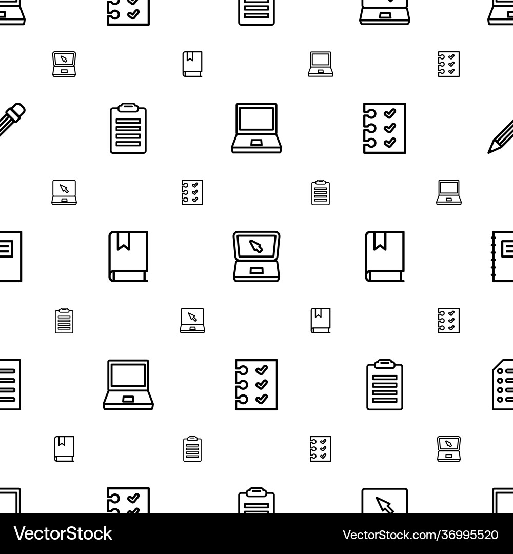 Notebook icons pattern seamless white background Notebook icons pattern seamless white background Vector Image