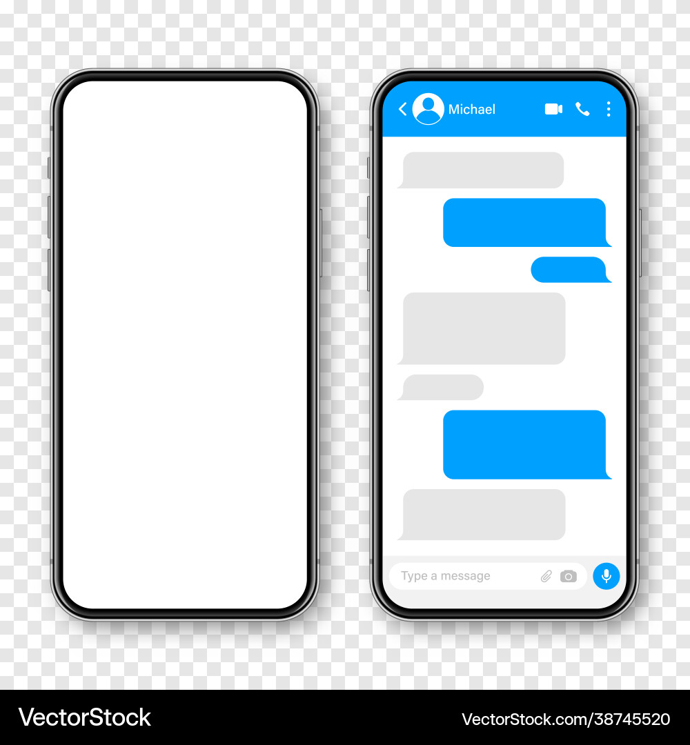 Realistic smartphone with messaging app blank sms Realistic smartphone with messaging app blank sms vector image