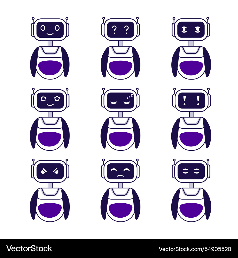 Robot emotion set chatbot avatar Vector Image