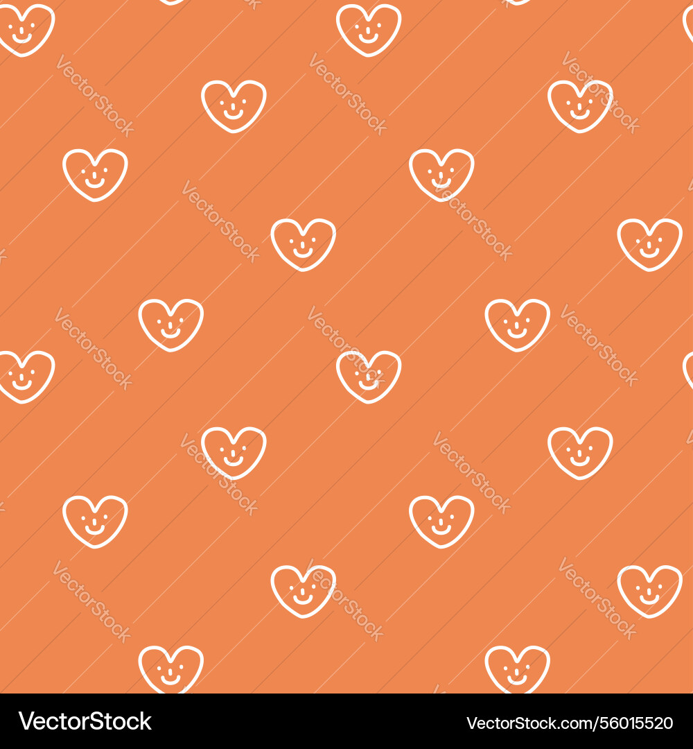 Seamless minimal smile line heart repeat pattern vector image