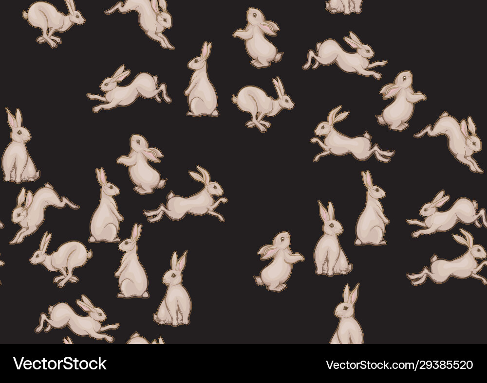 Seamless pattern background with cute rabbits Vector Image