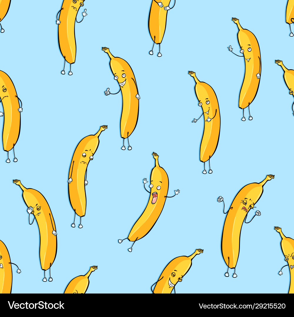 Seamless pattern banana characters Seamless pattern banana characters Vector Image