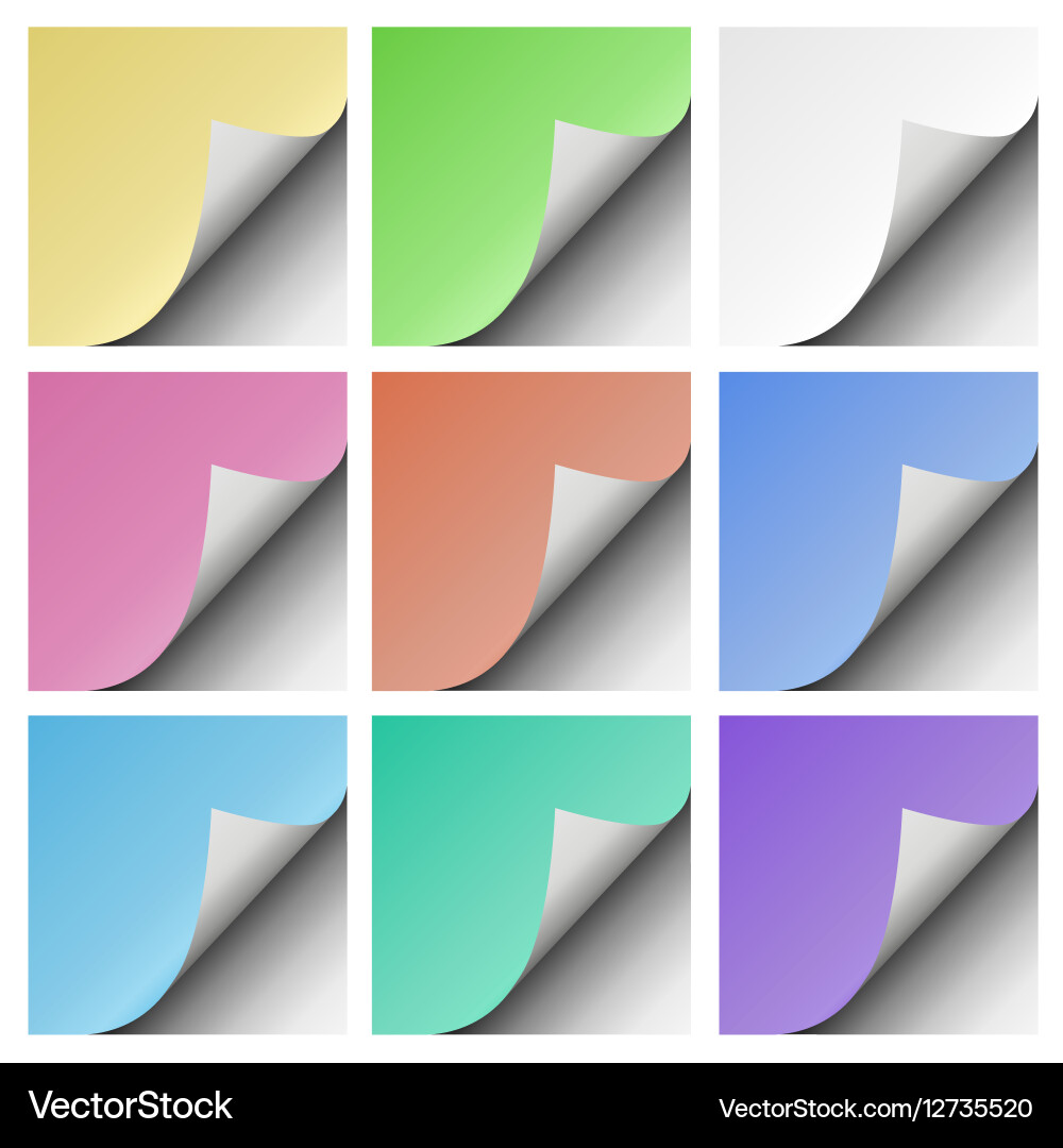 Set of page curls with shadow blank color sheet Vector Image