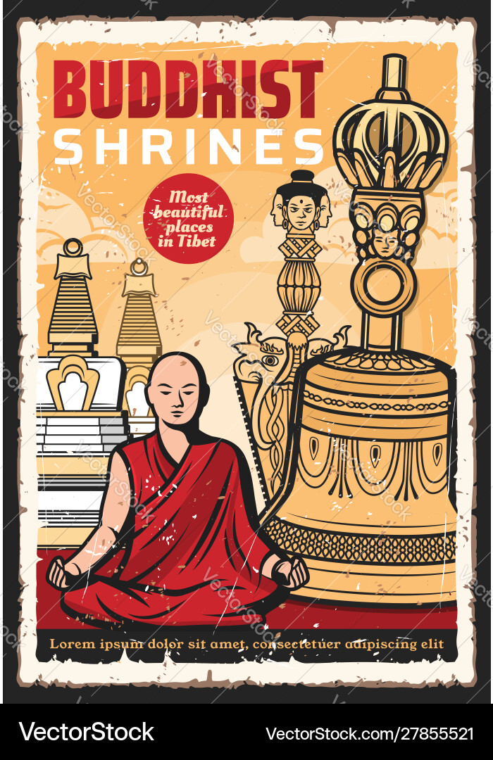 Buddhist tibetan temple buddism religion bell Buddhist tibetan temple buddism religion bell vector image