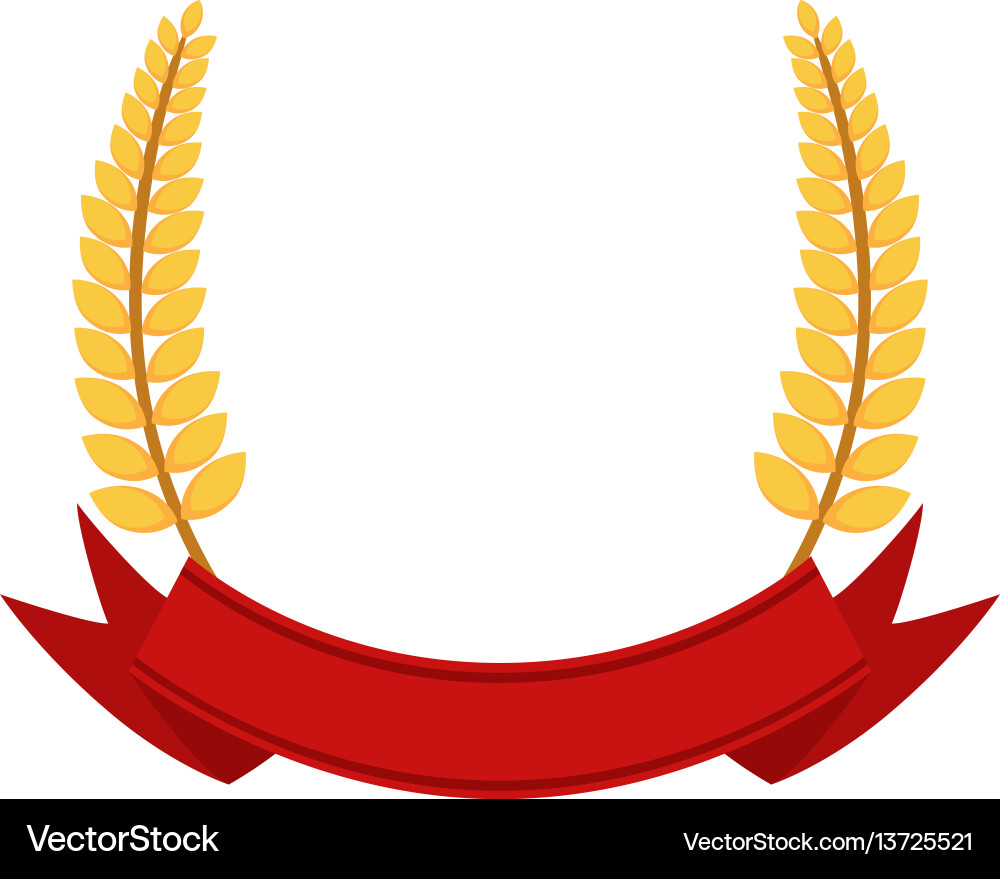 Bunch of wheat frame ribbon with organic food flat Vector Image