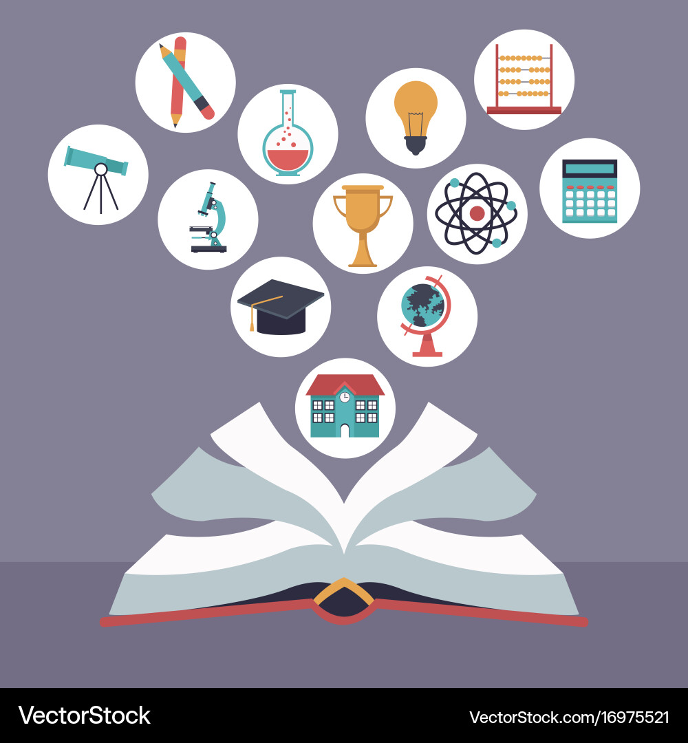 Color background with open book elements Vector Image