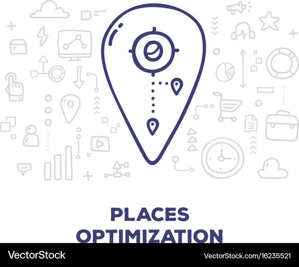 Creative of big map pin with line icons and text Vector Image