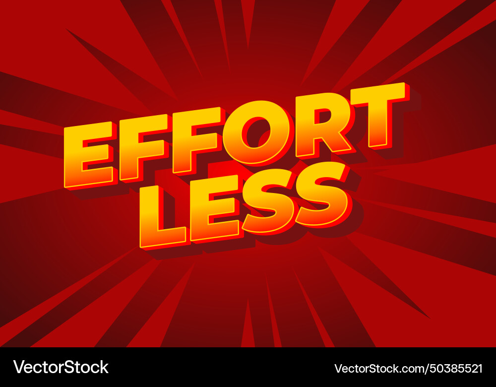 Effortless text effect in 3d look with eye Effortless text effect in 3d look with eye Vector Image