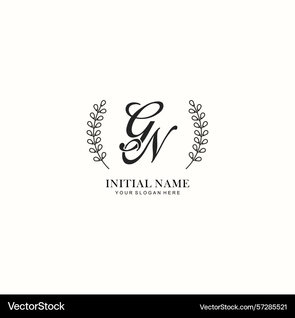 Gn initial logo templates with botanical elements Vector Image
