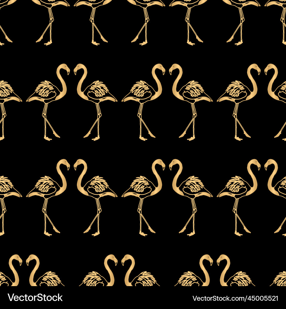 Gold flamingo pattern background Vector Image