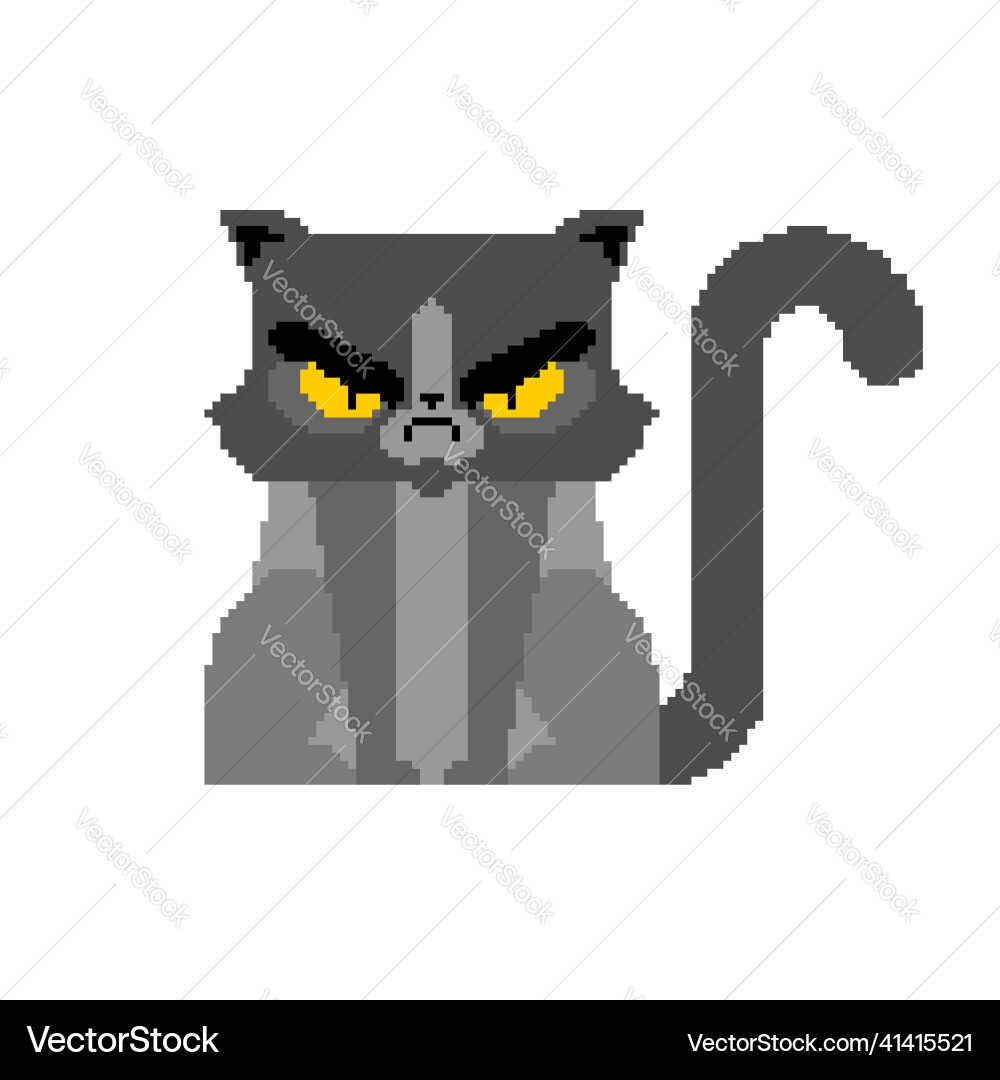 Grumpy cat pixel art 8 bit angry pet pixelate Vector Image
