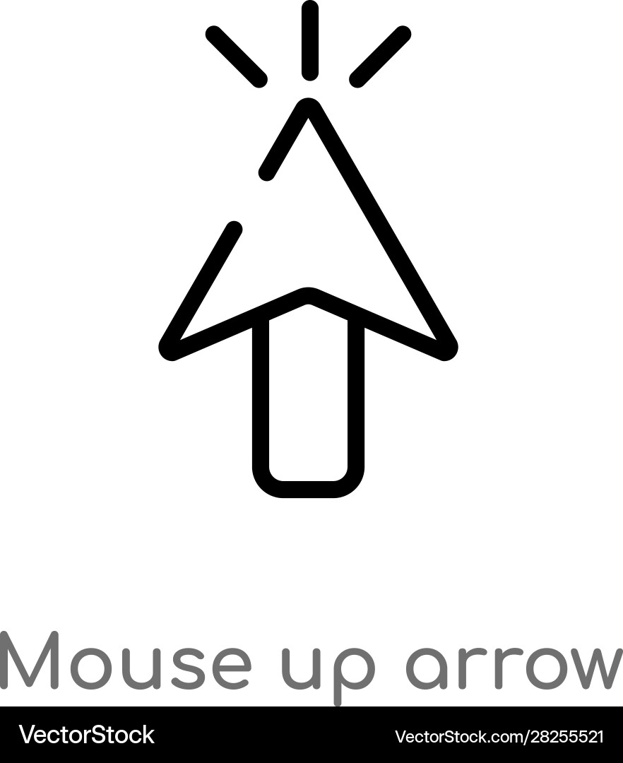 Outline mouse up arrow icon isolated black simple Vector Image