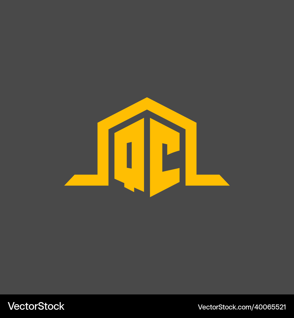 Qc monogram initial logo with hexagon style design Qc monogram initial logo with hexagon style design Vector Image