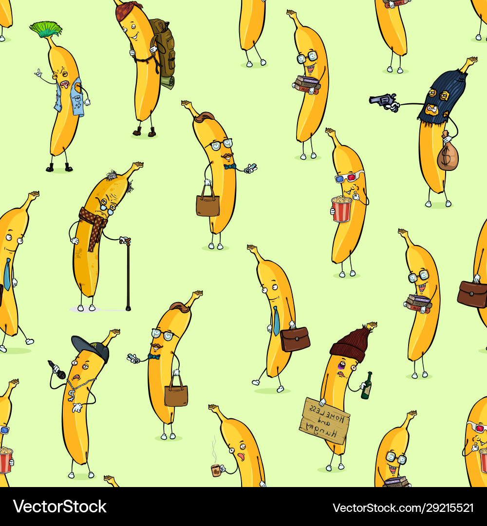 Seamless pattern banana characters Vector Image