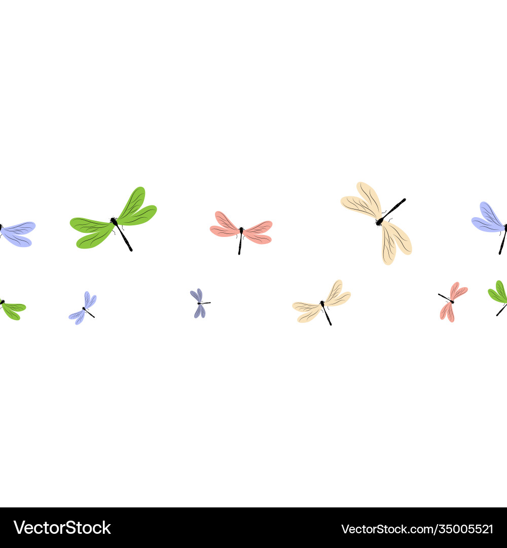 Seamless pattern multi-colored dragonfly Vector Image