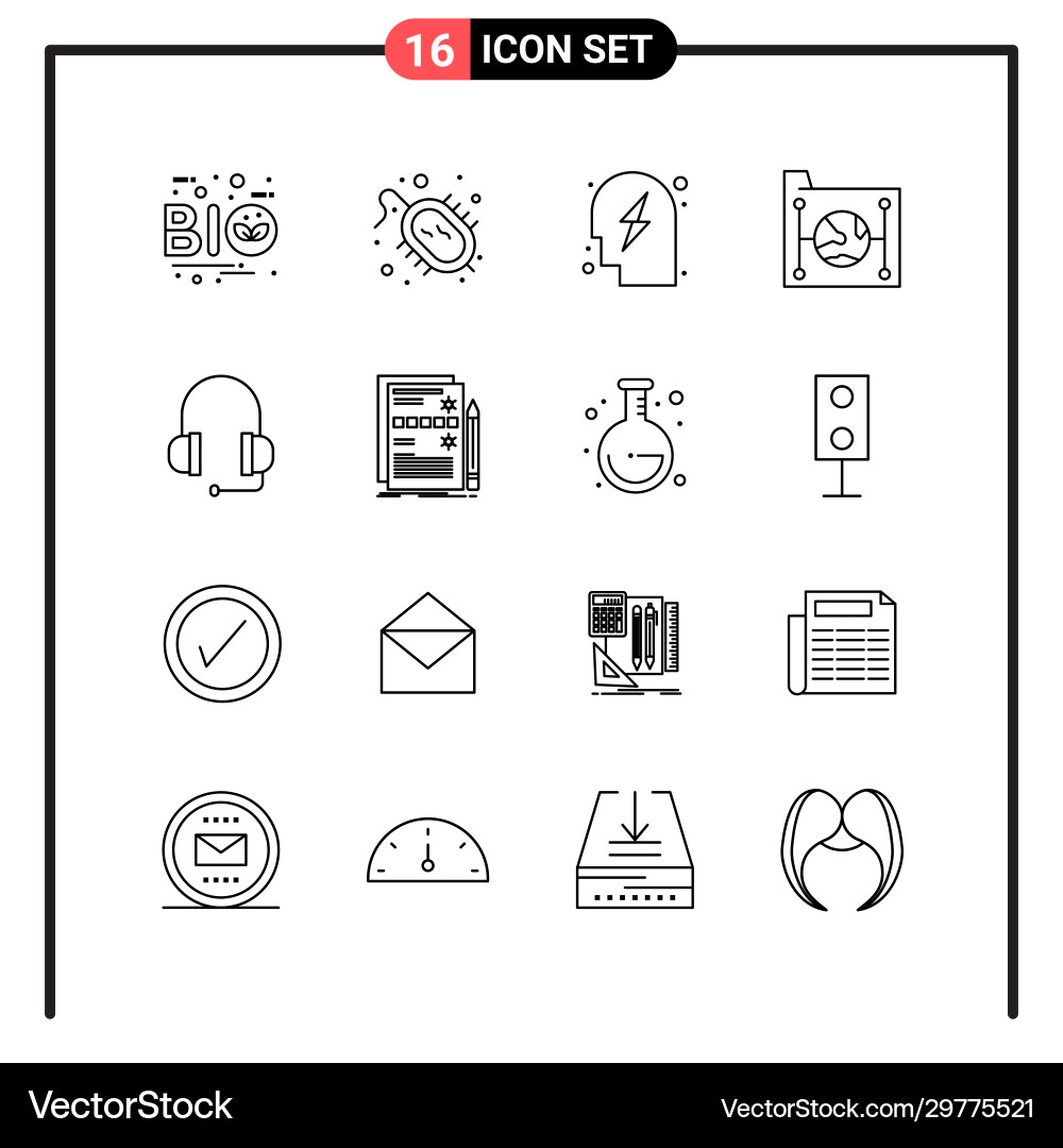 Set 16 line style icons for web and mobile Vector Image