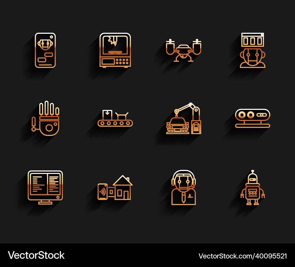 Set line computer monitor screen smart home bot Vector Image
