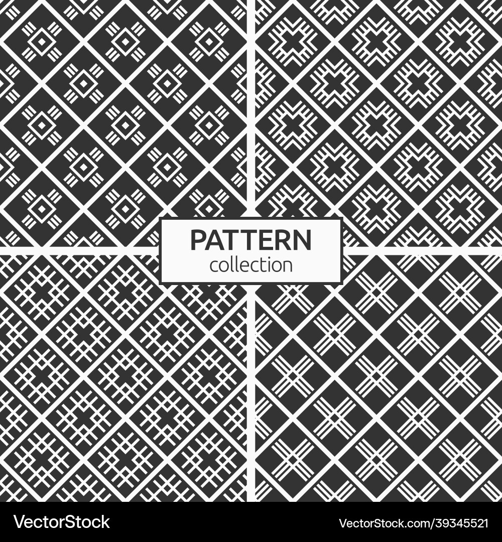 Set of four abstract seamless rhombuses patterns Set of four abstract seamless rhombuses patterns Vector Image