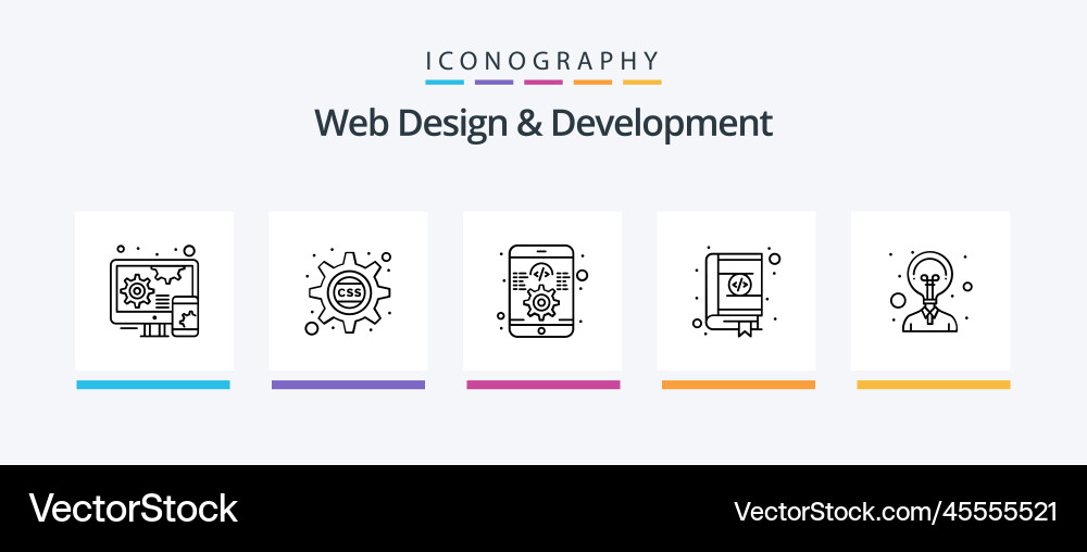 Web design and development line 5 icon pack Vector Image