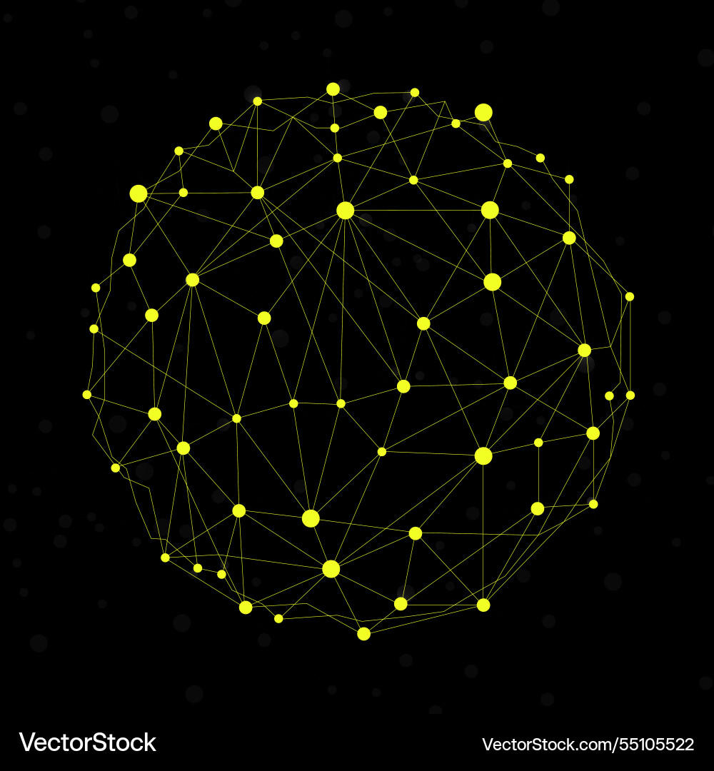 Abstract wireframe mesh sphere with glowing dot Abstract wireframe mesh sphere with glowing dot Vector Image