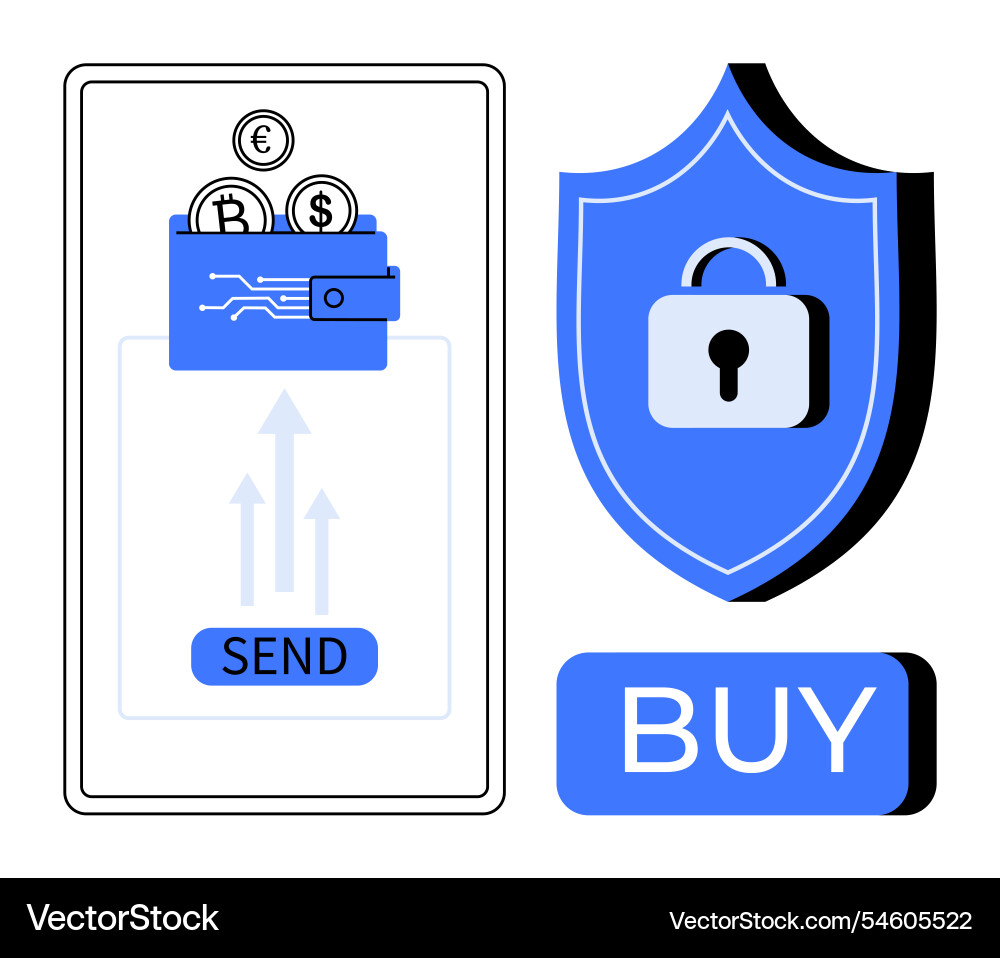 Digital wallet transactions with secure payment vector image
