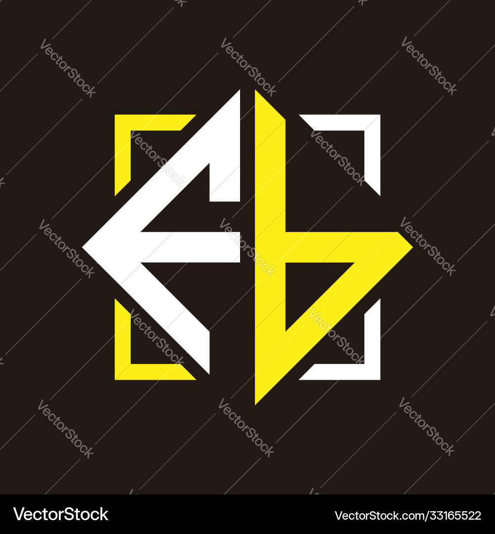 F b initials quadrangle monogram with square F b initials quadrangle monogram with square Vector Image