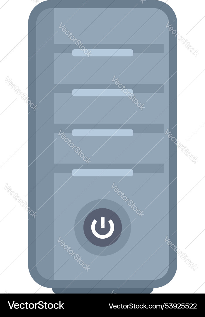 Grey computer case standing with power button Grey computer case standing with power button vector image