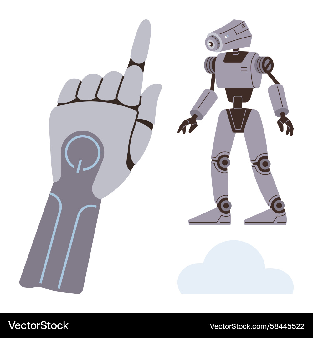 Humanoid Robot with Pointing Hand Vector Image