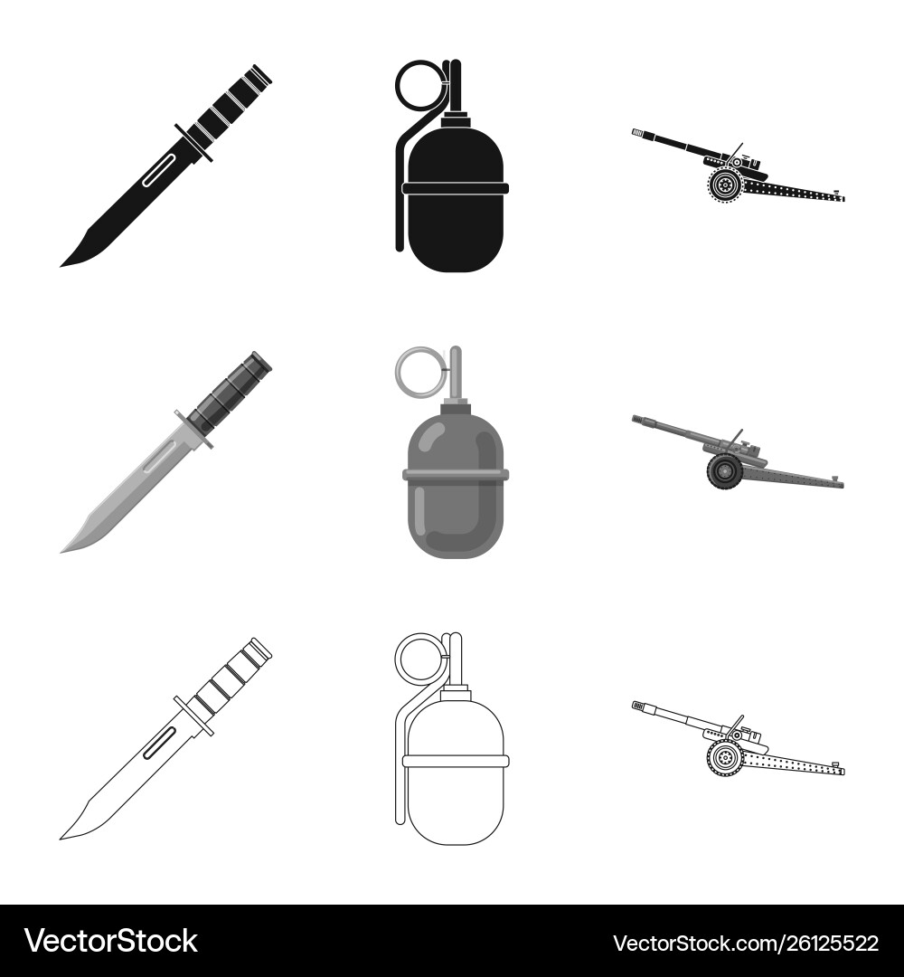 Isolated object weapon and gun symbol set Isolated object weapon and gun symbol set Vector Image
