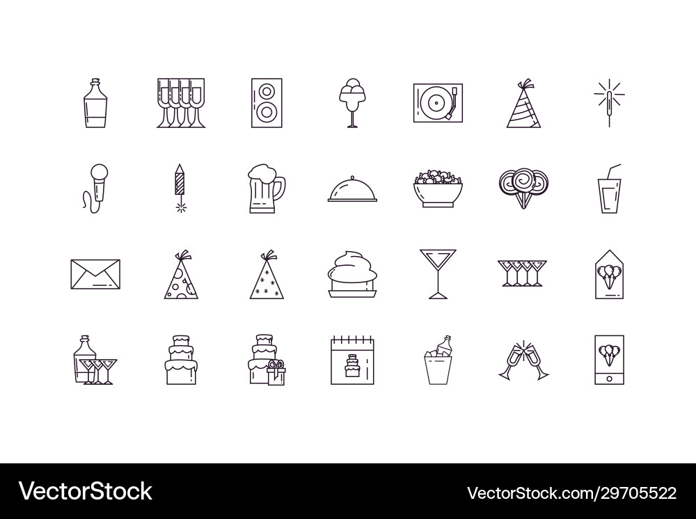 Isolated party line style icon set design Vector Image