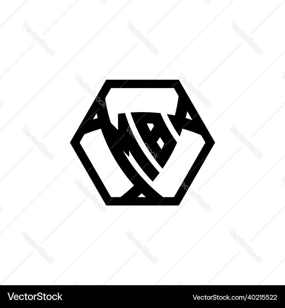 Mb logo monogram triangle shield hexagonal style Vector Image
