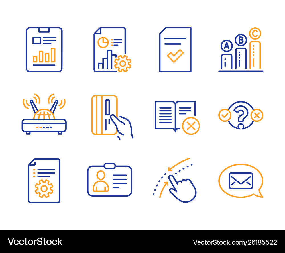 Report quiz test and swipe up icons set wifi id Report quiz test and swipe up icons set wifi id Vector Image