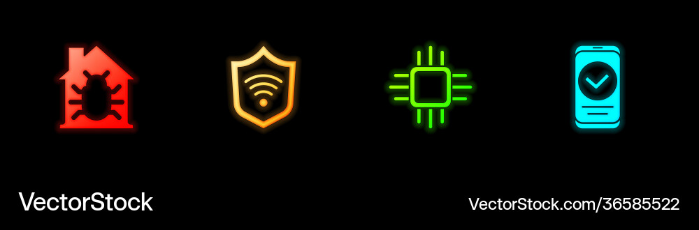 Set house system bug shield with wifi wireless vector image