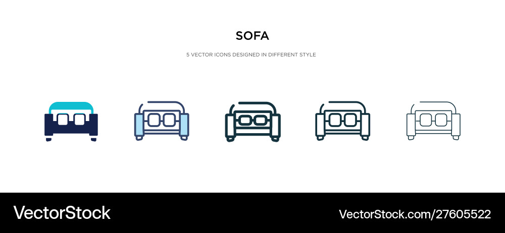Sofa icon in different style two colored Vector Image