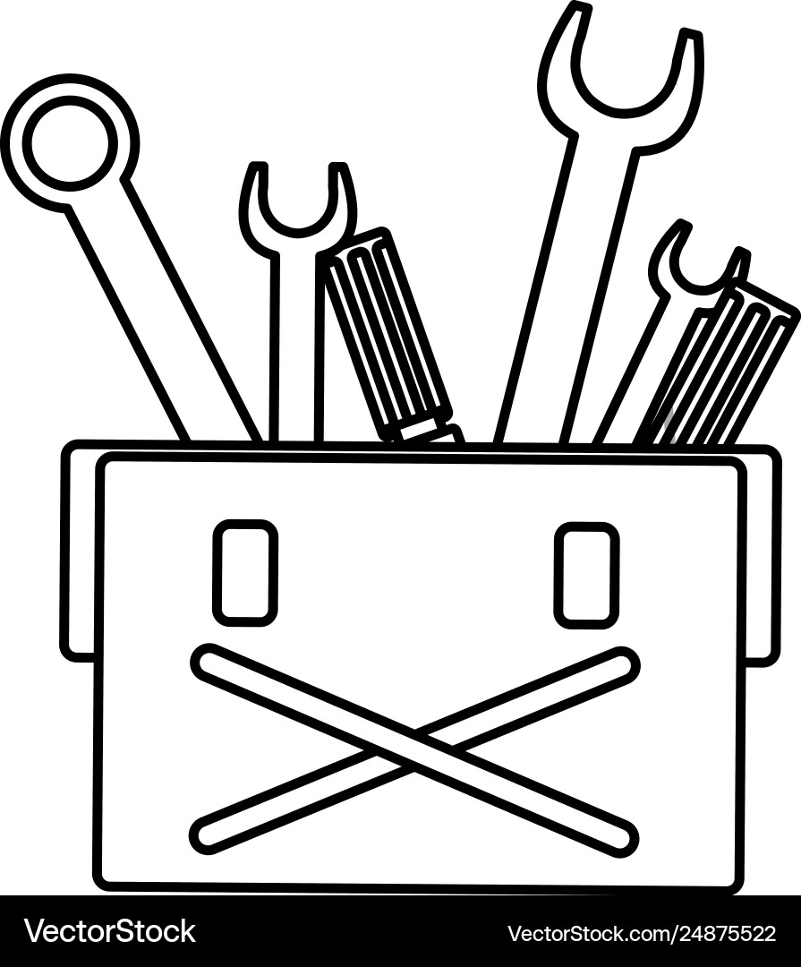 Tools box mechanic with wrench keys Tools box mechanic with wrench keys Vector Image