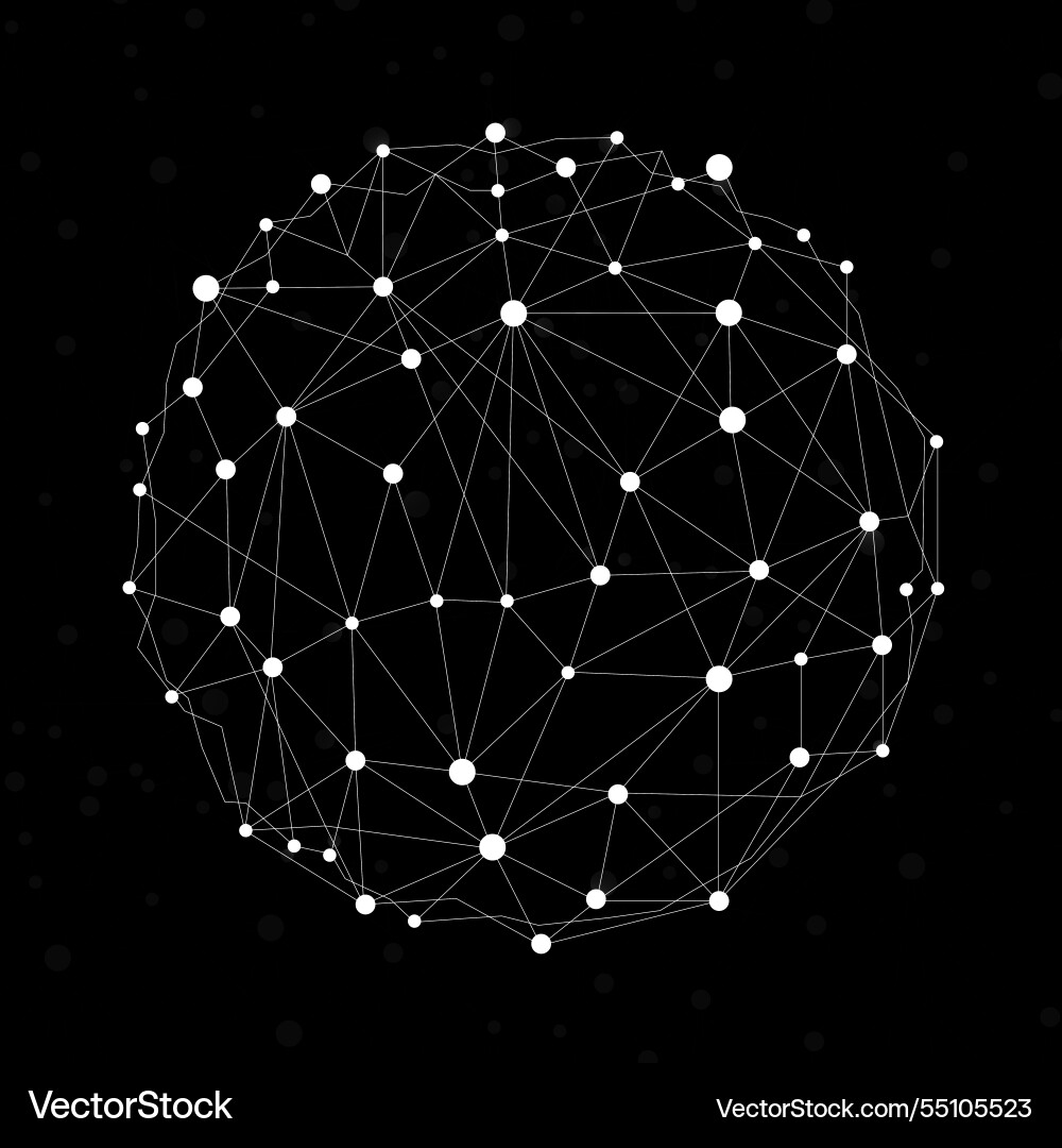 Abstract wireframe mesh sphere with glowing dot Vector Image