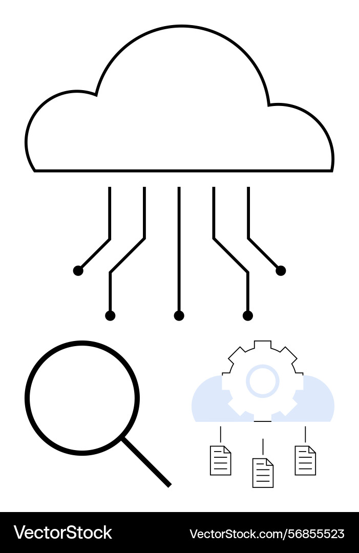 Cloud computing connections with gear data files Cloud computing connections with gear data files vector image