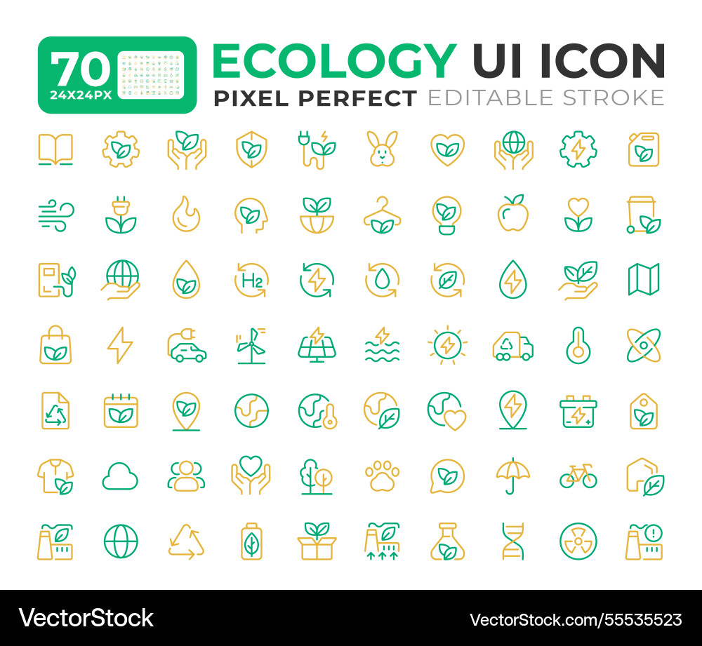 Ecology colorful line ui icons set Ecology colorful line ui icons set vector image