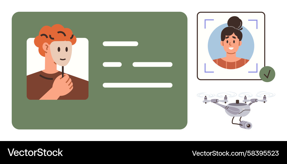 Face Recognition ID Verification System Vector Image