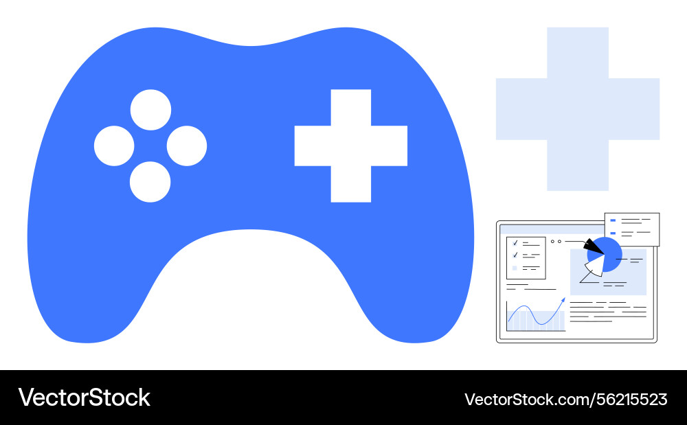 Gaming controller with health icon and data Gaming controller with health icon and data Vector Image