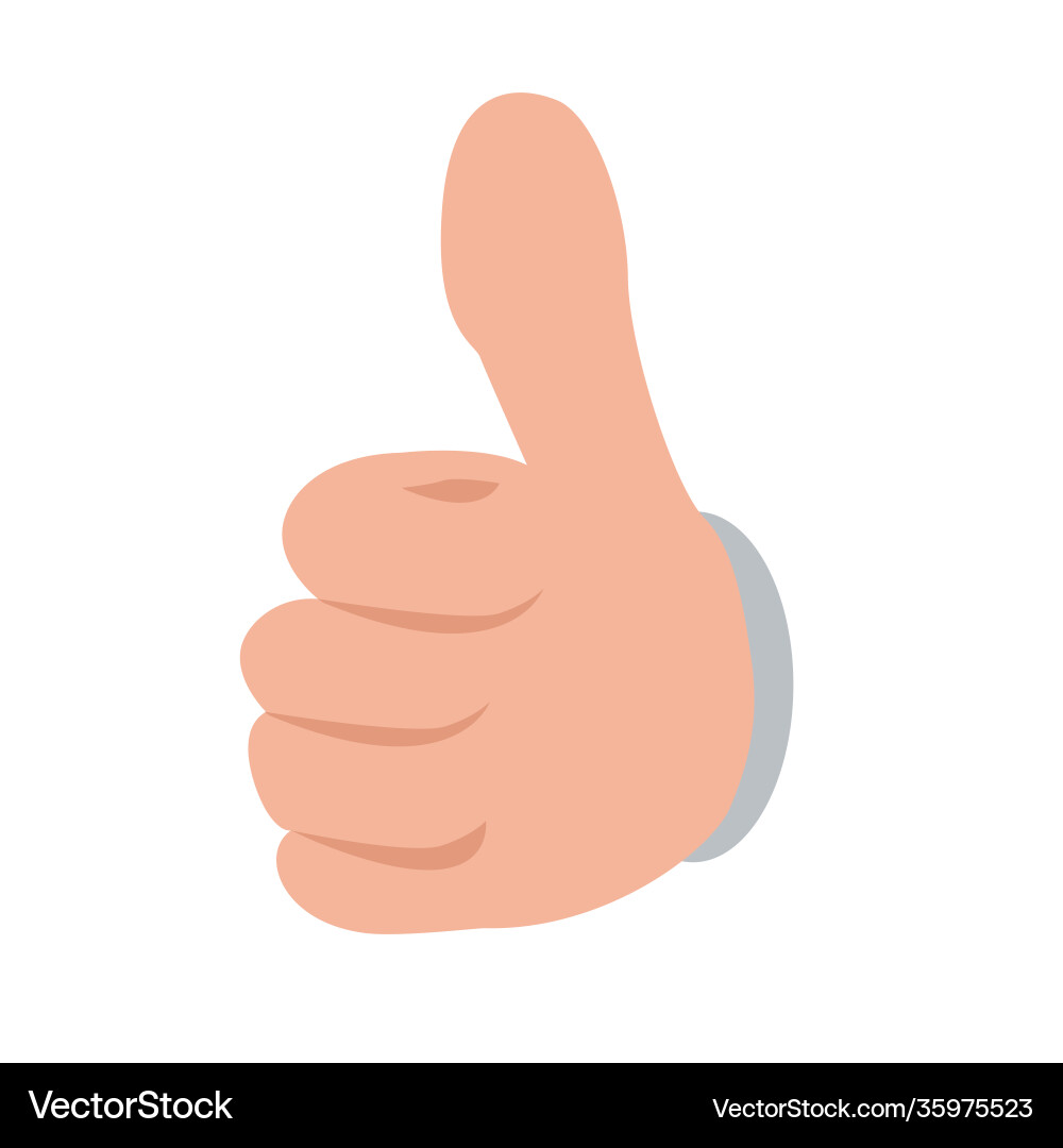 Hand showing thumbs up button from front view Hand showing thumbs up button from front view Vector Image
