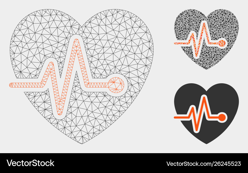 Heart pulse mesh wire frame model Heart pulse mesh wire frame model Vector Image