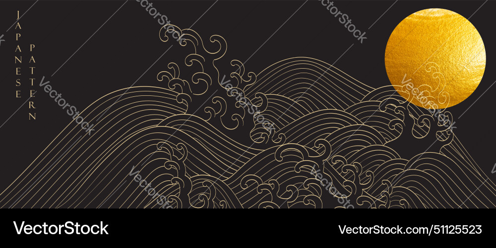 Japanese background with hand drawn line vector image