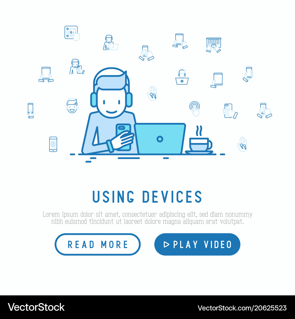 Man using devices concept Vector Image
