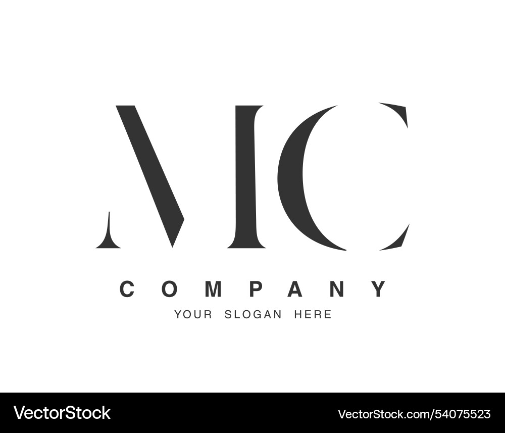 Mc logo design initial letter m and c serif font Vector Image