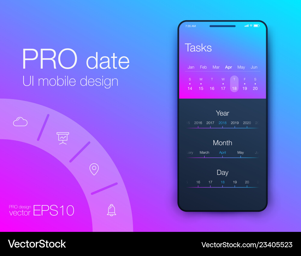 Mobile phone application for analytics stock Mobile phone application for analytics stock vector image