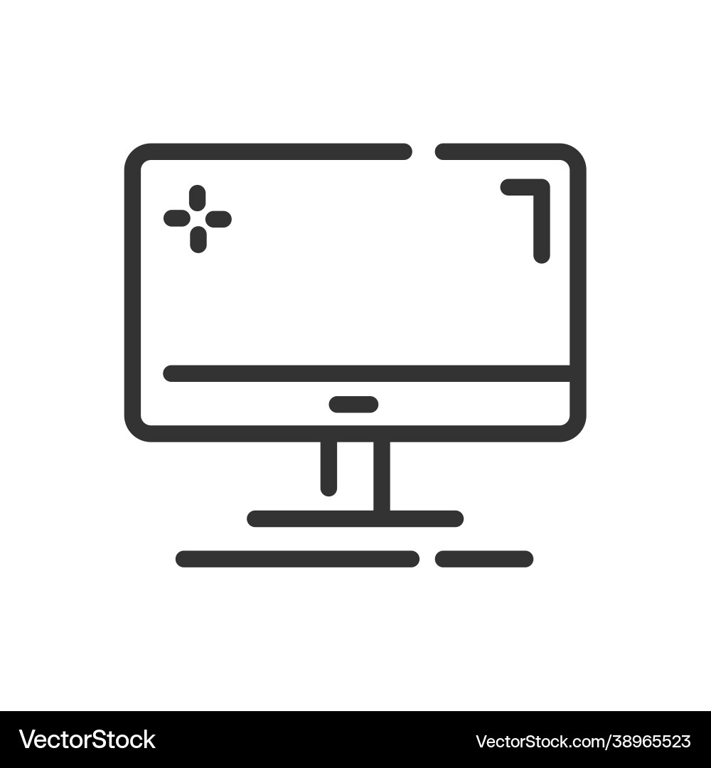 Monitor icon in simple one line style Vector Image
